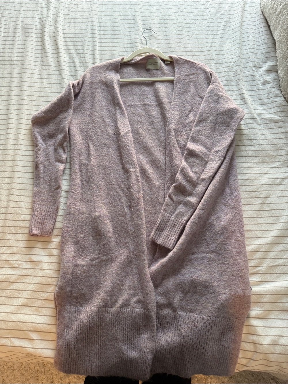 Scotch & Soda Long Open-Front Cardigan in Light Mauve
